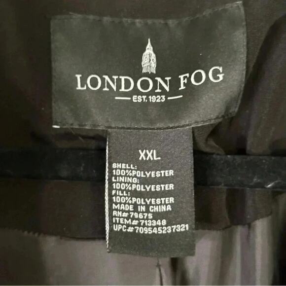 London Fog Black quilted Jacket with Removeable Hoodie & pockets plus size XXL - Picture 4 of 9